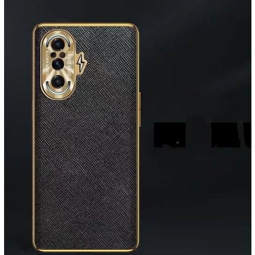 Luxury Plating Designed Genuine Leather Case For Xiaomi Redmi K40 Pro Game Version Lens Full Protect Case Back Cover