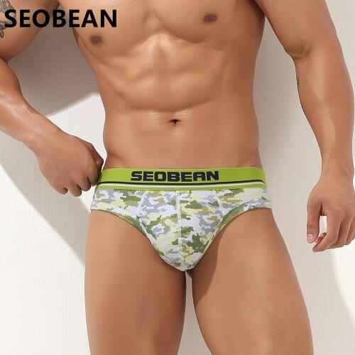 SEOBEAN Mens Underwear Fashion Camouflage Cotton Fashion Breathable Sexy T-back Briefs G-strings & Thongs