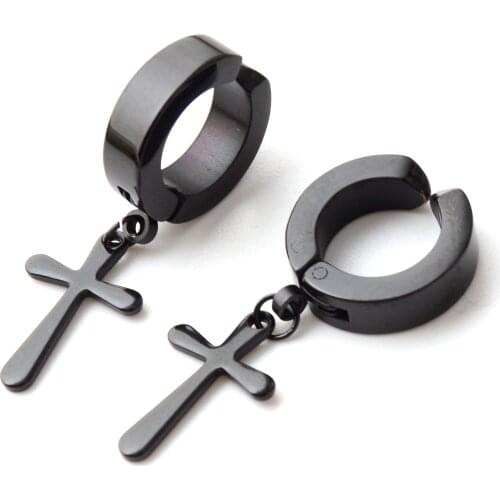 Korean stars Stainless steel cross stud earrings earring wholesale cross ear clip