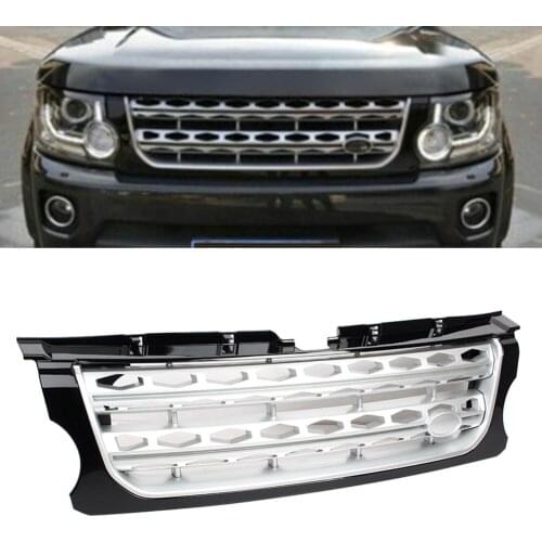 Gray Car Front Grille Bumper Honeycomb Mesh Racing Grill ABS For Land Rover Discovery 4 LR4 L319 2014 2015 2016 LR051299 w/ Logo