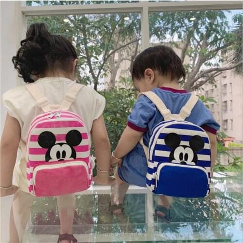 Disney Cartoon School Bag Baby Boys Girls Minnie Red Handbag Mickey Mouse Children Cute Schoolbag Kindergarten Luggage Kids
