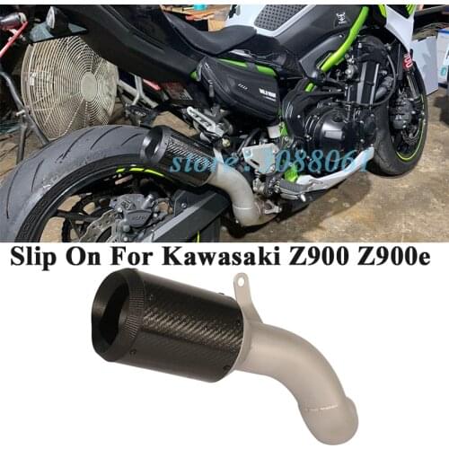 Slip On For Kawasaki Z900 A2 Z900e 2020 2021 Motorcycle Racing Exhaust Pipe Escape Modified Link Pipe Muffler Carbon Fiber