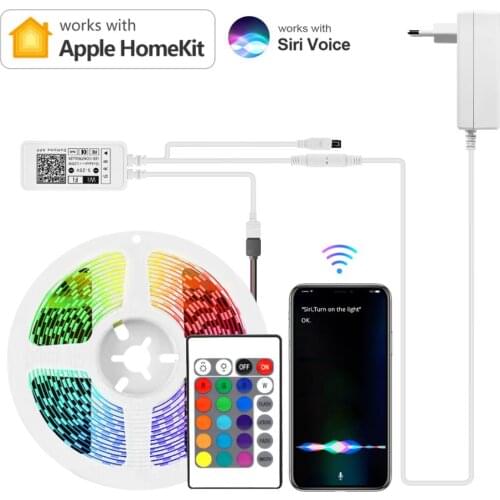 Apple Homekit Smart Home Control Siri WIFI LED Light Strip Dimmable DC 12V lampada inteligente 5M 10M 15M Work With Dohome