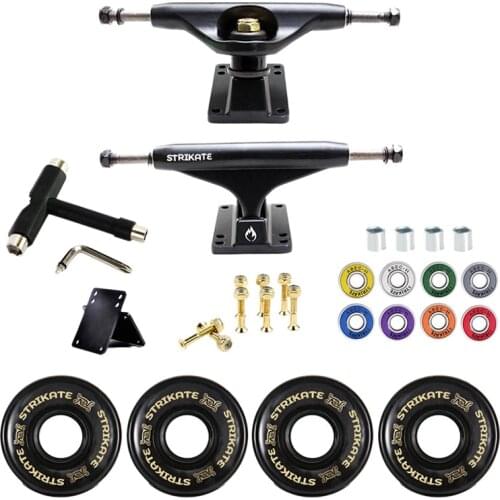 Top!-STRIKATE 5Inch Skateboard Trucks 60X45mm Skateboard Wheels Set Skateboard Axle Bridge Skateboard Hardware Kit