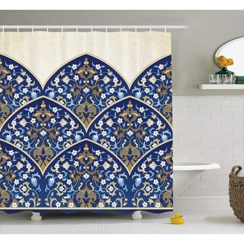 Traditional House Decor Shower Curtain by Persian Art Arch Backed with Paisley Forms Turkish Lace Palace Decor Fabric Bathroom D