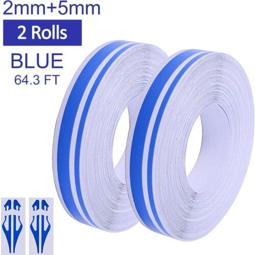 2pcs Blue White Pin Striping Stripe Vinyl Tape Decals Stickers Ends Joints For Car Auto Motorcycle Scooter DIY Film