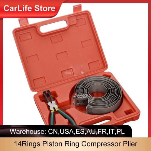 14Rings Piston Ring Compressor Plier Clamp Remover Assembly Engine Tool Cylinder Installer Ratchet Pliers 62-140mm