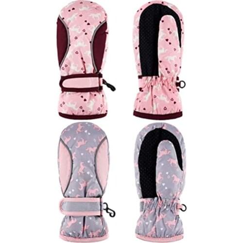 2 Pairs Of ChildrenS Ski Gloves, Girls' Ski Gloves, Winter Outdoor Activities with Waterproof and Warm Snow Gloves