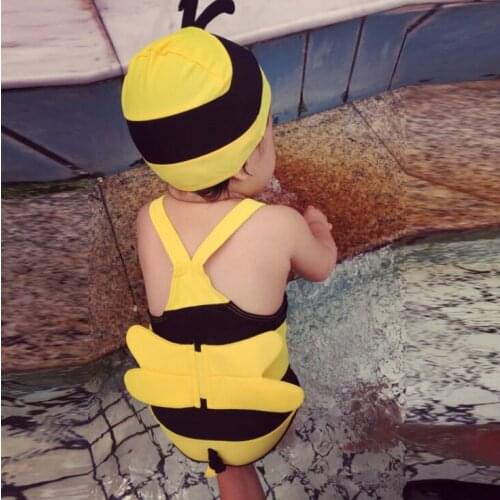 2pcs Kid Toddler Baby Girl Swimsuit Bikini Bee Hat +bodysuit Swimwear Cartoon Tutu Clothes Pretty Bikini Swimwear Beachwear Set