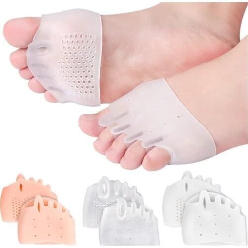 2pcs Silicone Toe Braces 5-holes Bunion Corrector Toe Protector Hallux Valgus Straightener Orthodontic Pedicure Foot Care Tools