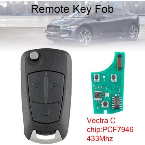 433Mhz 3 Buttons Flip Car Remote Key with PCF7946 Chip Fit for Opel VectraC
