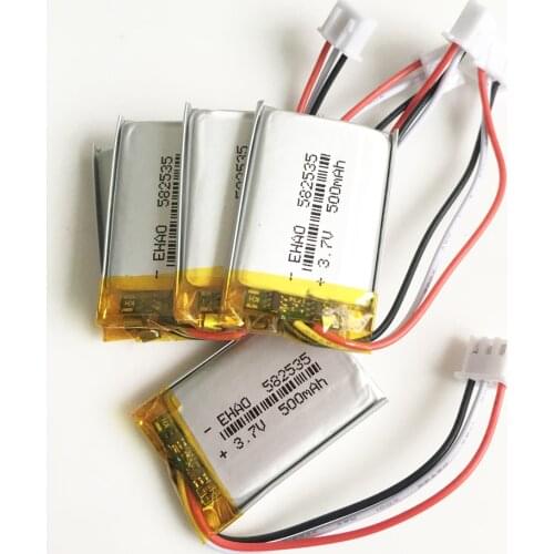 5 PCS 582535 JST XH 2.54mm 3Pin plug 3.7V 500mAh lipo polymer lithium rechargeable battery for MP3 GPS DVD bluetooth recorder