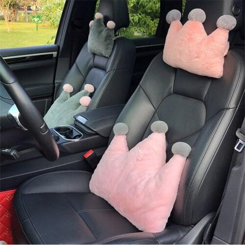 Car plush headrest Creative crown car pillow cushion cute car seat neck pillow waist pillow