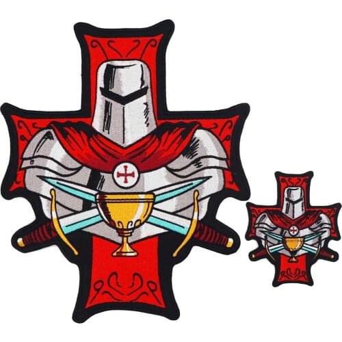 Large cross soldier fight Embroidered backing punk biker Patches Clothes Stickers Apparel Accessories Badge