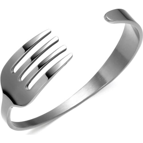 Fashion Creative Personality Knives And Forks Stainless Steel Bracelet Opening Adjustable Trendy Men Women Bangle Jewelry Gift