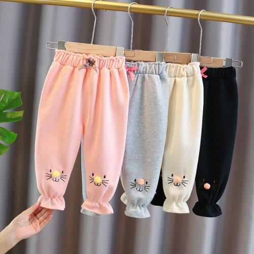 Baby Girls Pants 2021 Spring Cartoon Mouse Bow Trousers Children Casual Full-Length Pants