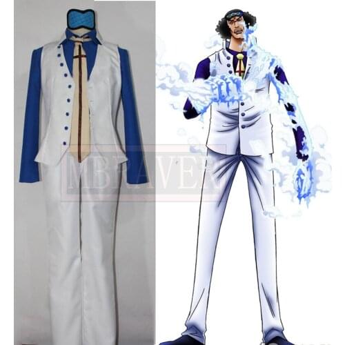 One Piece Navy Admiral Aokiji Kuzan Blue Pheasant Cosplay Costume