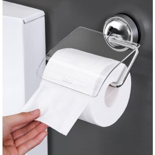 Bathroom Toilet Tissue Holder Wall-Mounted No Need To Punch Toilet Paper Holder With Cover Waterproof WC Roll Paper Shelf