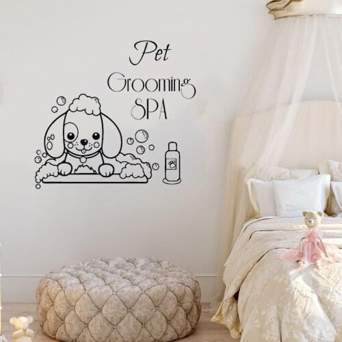 Pet Grooming Spa For Pet Shop Wall Window Decor Cute Dog Wallpaper Animal Murals Wall Decals Vinyl Stickers ov107