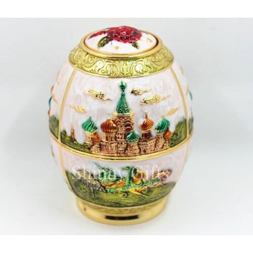 Enameled Metal Automatic Toothpick Holder Russia Castle Design Free Shipping
