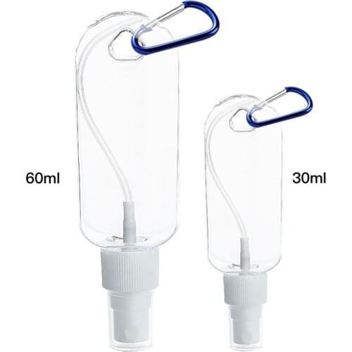4Pcs 30/60ml New Spray Bottle Transparent Hand Sanitizer Bottle Empty Bottle Lotion Portable Hook Key Ring Sub-bottle