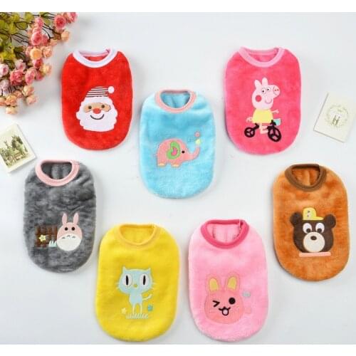 Flannel Cartoon Puppies Vest Warm Cute Winter Cats Pet Clothing Little Hiromi Chihuahua Teddy Yorkie Small Dogs Clothes