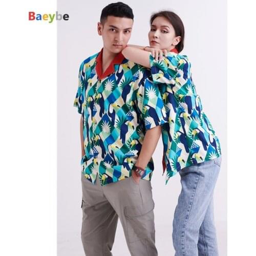 Blue Bird Anime Hawaiian Shirt Men Women HIp Hop Chemise Homme Camisa Masculina Streetwear Printed Cotton Shirt for Men