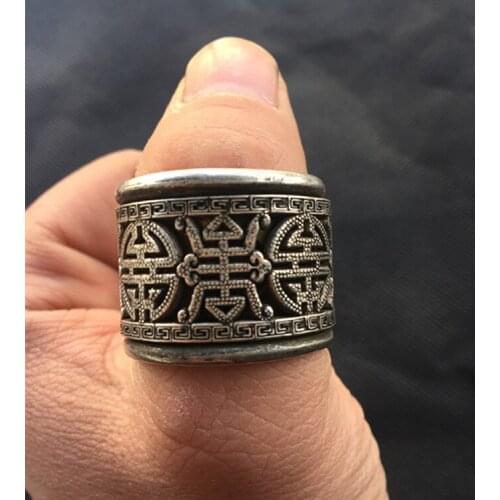 Exquisite white bronze longevity pattern Plate finger , Old object board finger