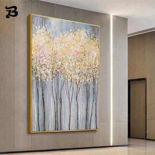 Canvas Painting Lucky Tree Oil Painting Wall Art Hand Painted Modern Flowers Posters Prints Landscape for Home Wall Decoration