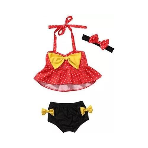 2021 Summer Baby Toddler Kids Girls Dot Tankini Bikini Swimwear Swimsuit Summer Beachwear