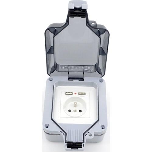 Hot Sale New Outdoor Waterproof USB Socket Wall Plug EU Standard German Style 250V 16A Power Supply Jack Special Wholesale