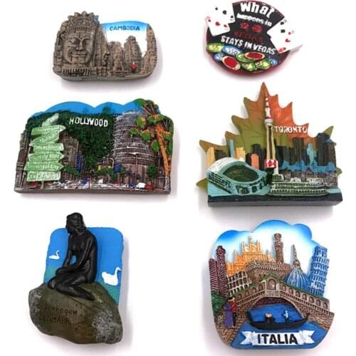 Magnetic refrigerator sticker souvenir Angkor Wat Las Vegas Canada Denmark 3D refrigerator stickers Tourist attractions