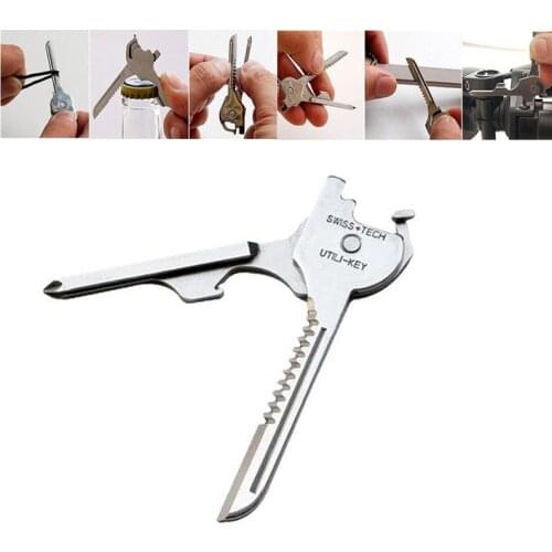 Utili Key shape Mini Multi Tool Multipurpose Knife Opener Screwdriver ring keychain pocket survive edc gear utility pocket kit