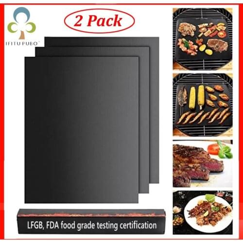 2pcs Reusable Non-Stick BBQ Grill Mat Pad Baking Sheet Portable Outdoor Picnic Kitchen Party Cooking Barbecue Oven Tool ZXH