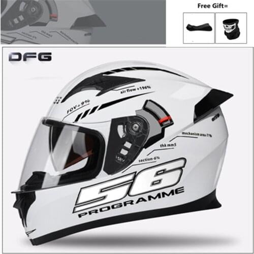 Full Face Double lens Motorcycle helmet 56 white Riding Motocross Racing Motobike Helmet dot ce