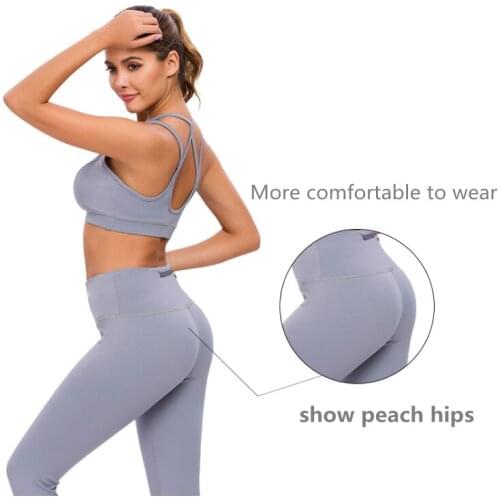 Neonysweets Naked Feeling Set Sleeveless Gym Clothing Back Strap Cross Sport Bra For Sexy Women Elastic Athletic Tights Pants