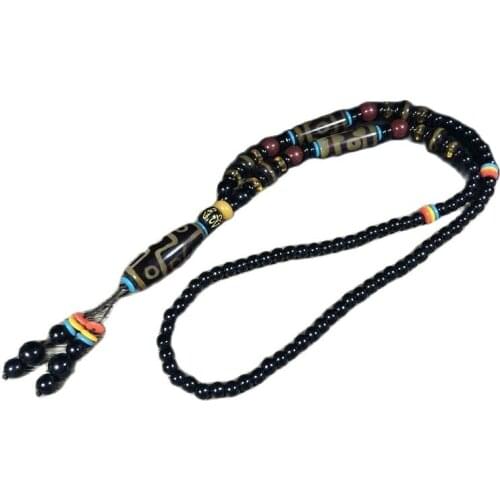Old Tibetan king kong 9 eyes Old agate dZi necklace pendant necklace