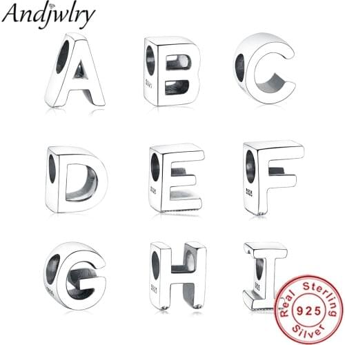 Fit Original Pandora Charms Bracelet 925 Sterling Silver Letter Charm A to Z Alphabet Bead DIY Jewelry Making DIY Berloque