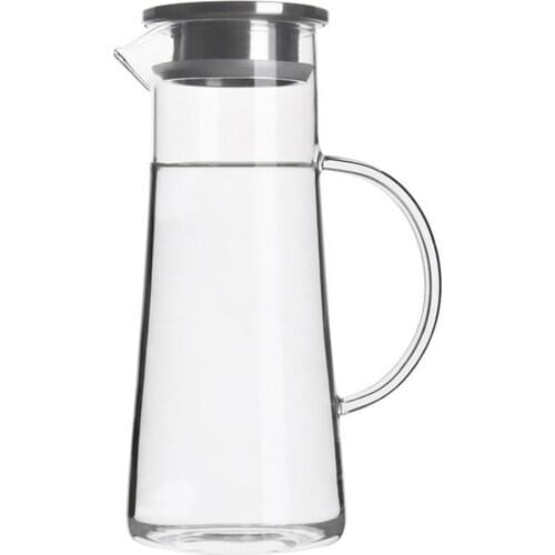 Clear Glass Bottle High Temperature Resistant Teapot Juice Beverage Flower Tea Water Jugs with Stainless Steel Lid