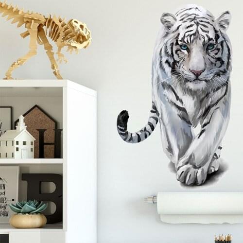 3D Realistic Tiger Wall Sticker Kids Room Decoration Diy Pvc Mural Wall Art Decals Background Stickers Home Decor Wallpaper