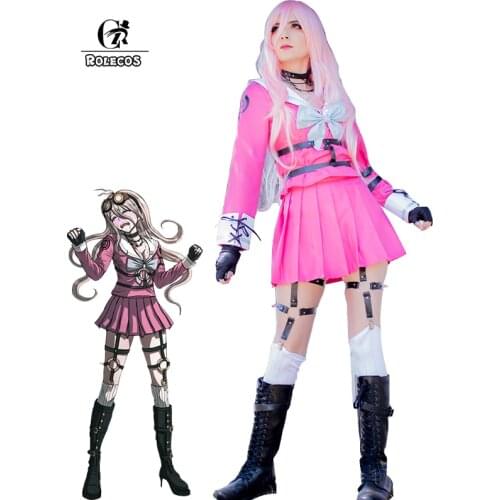 ROLECOS Anime Danganronpa V3 Killing Harmony Iruma Miu Rabbit Cosplay Iruma Miu Cosplay Costume Women School Uniform Full Set