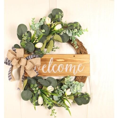 Silk Artificial Flowers Wreath Spring Garland Front Door Window Farmhouse Garden Wedding Decor Photo Prop