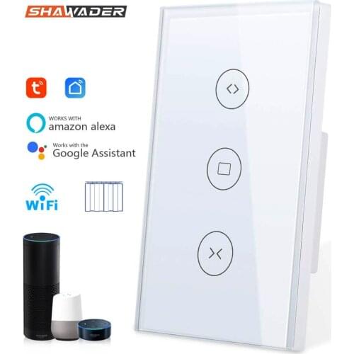 Smart WiFi Curtain Switch Touch Glass Panel Remote Timer Control Motorized Electrical Roller Blinds work with Alexa Google Home