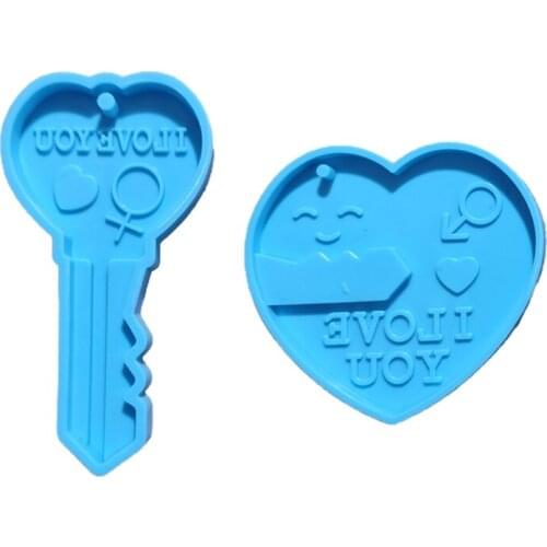 Lovers Heart and Lock Shape Phone Chain Epoxy Resin Mold Keychain Silicone Mould