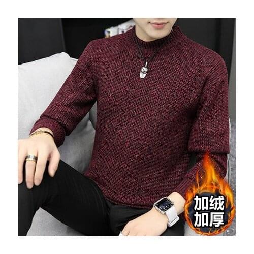 Knitted Sweater Men Sweater Mens Fashion Velvet Pullovers Autumn and Winter Mens Long Sleeve Sweater Korean comfort Youth New