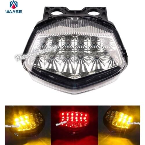 Waase Chrome Led Rear Tail Brake Turn Signal Integrated Light Clear For 2008 2009-2012 KAWASAKI Ninja 250R Z250 EX250 ZX250R