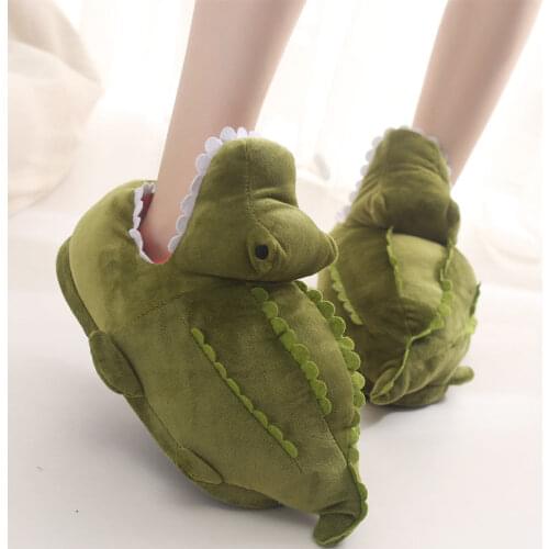 Funny Winter House Slippers Women Fuzzy Slides Girl Creativity Cartoon Crocodile Shark Shoes Female Flurry Slippers