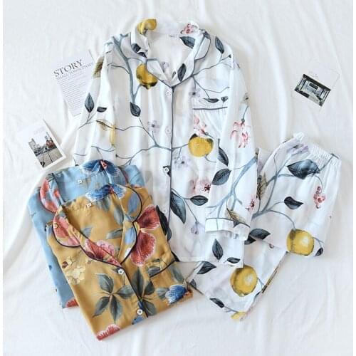 Women Loose Comfortable Breathable Soft Pajamas Trousers Set Summer Cool Long Sleeve Pajama Home Clothes Loungewear Sleepwear