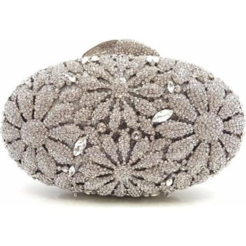 Gold/silver Evening Bags Chain Shoulder bag Beading Clutch Lip Metal Rhinestones Lady Purse For Wedding Party Dinner