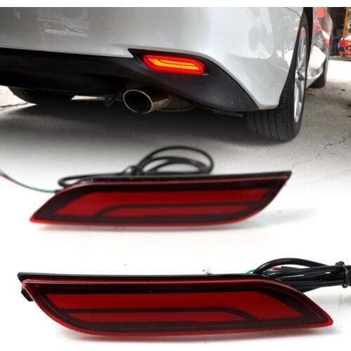 1 Pair Car Red Lens LED Rear Bumper Reflector Tail Brake Stop Light Turn Signal Lamp DRL Fit for Toyota Camry 2018 2019 2020